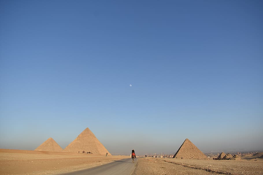 person walking near pyramids during daytime, architecture, building, HD wallpaper