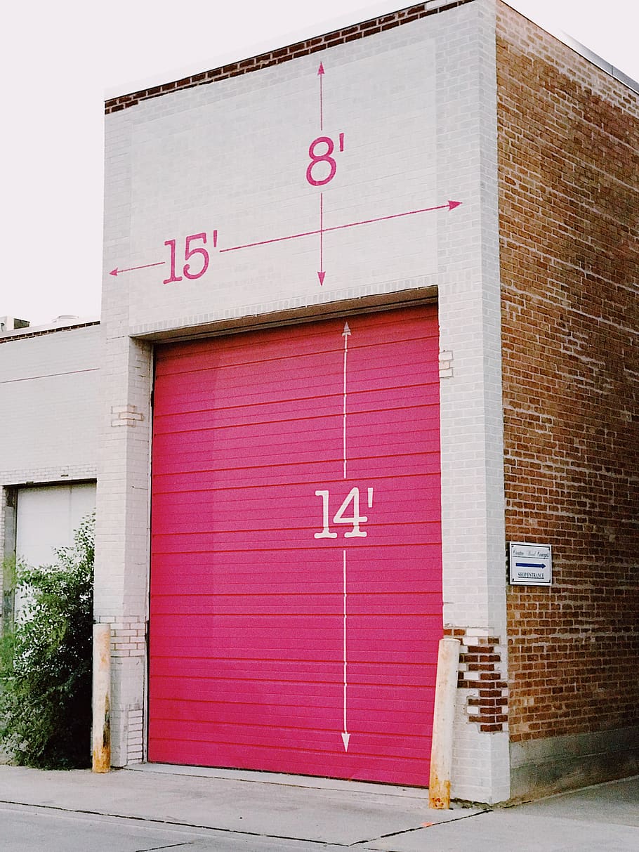 pink shutter door, architecture, built structure, building exterior, HD wallpaper