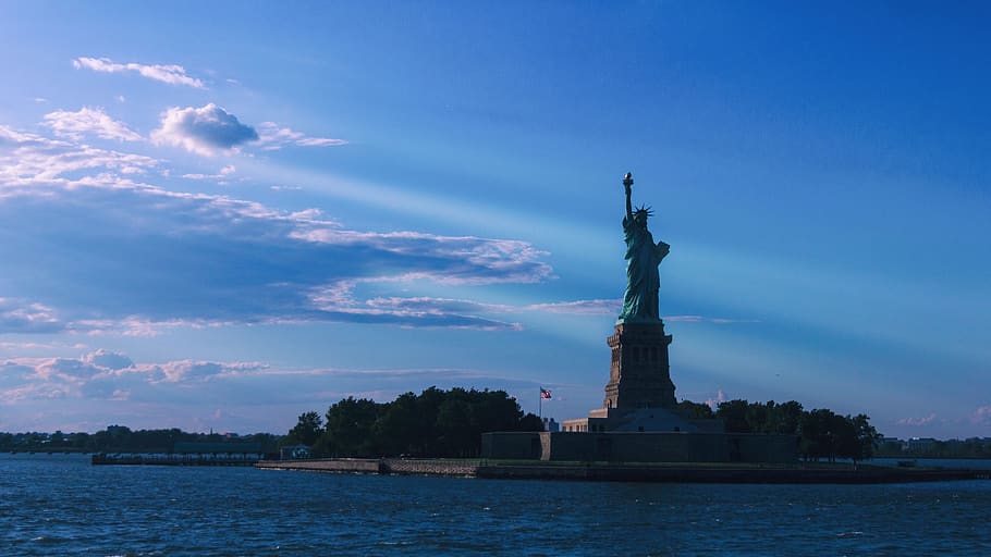 sky, water, architecture, statue, sculpture, cloud - sky, travel HD wallpaper