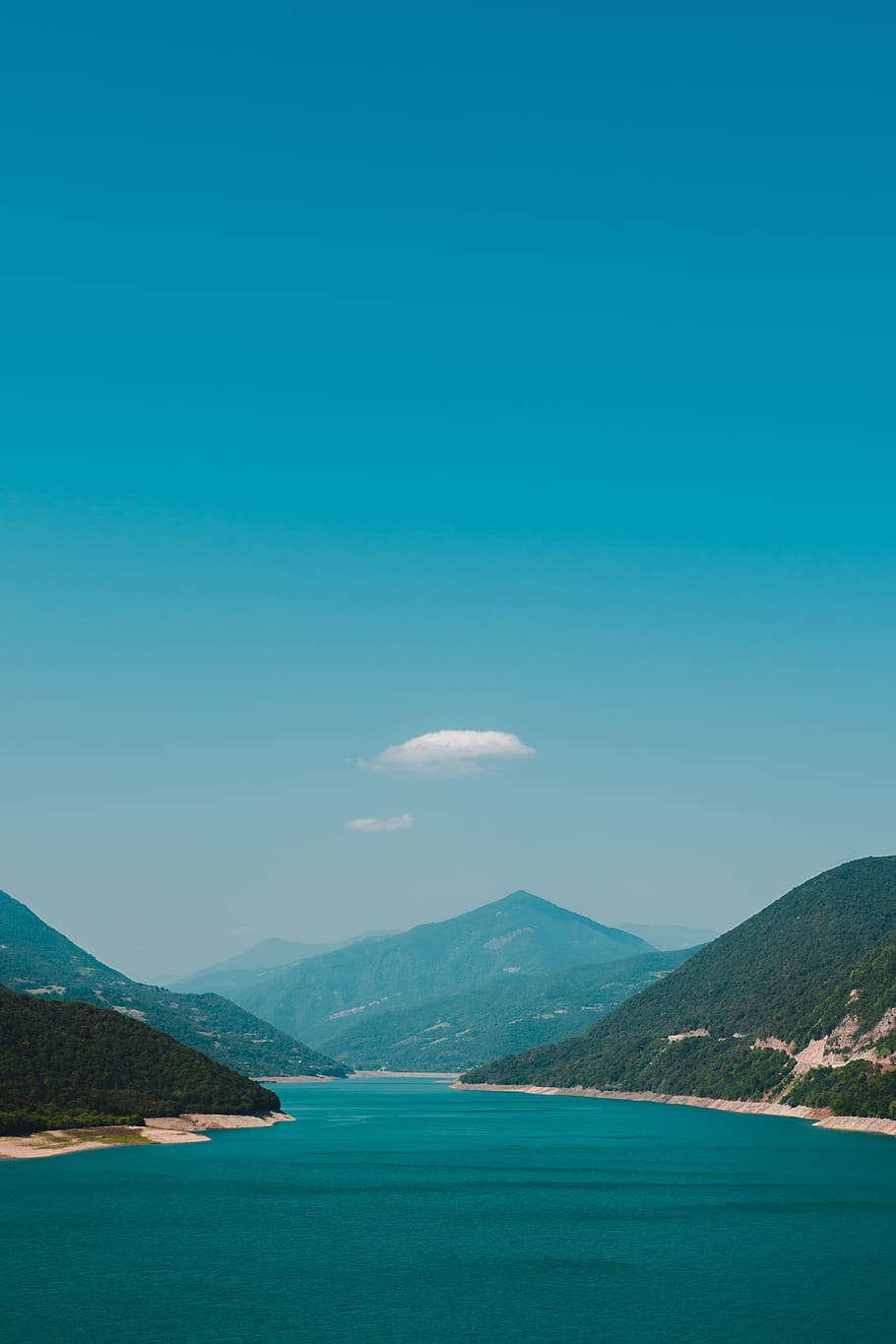 HD wallpaper: lake and mountains under blue sky, water, nature ...