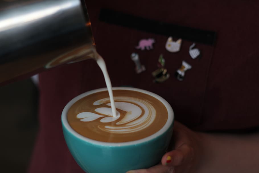 Close-Up Photo of Person Pouring Milk In Coffee, beverage, blur HD wallpaper