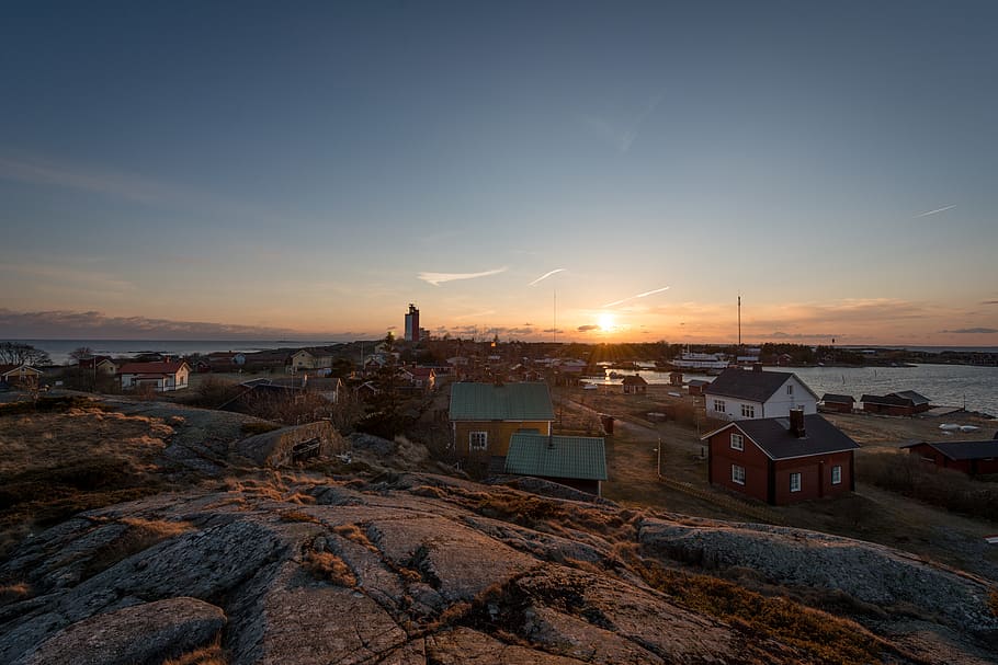 åland islands, utö, sky, sunset, architecture, building exterior HD wallpaper