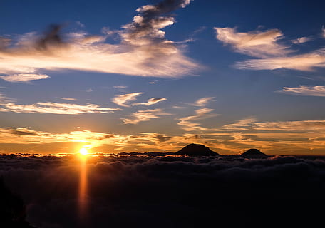 indonesia, mount merapi, sky, sunset, nature, landscape, mountain HD wallpaper