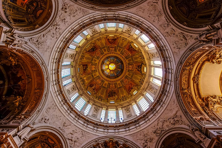 low angle of church, berlin, cathedral, germany, dome, architecture