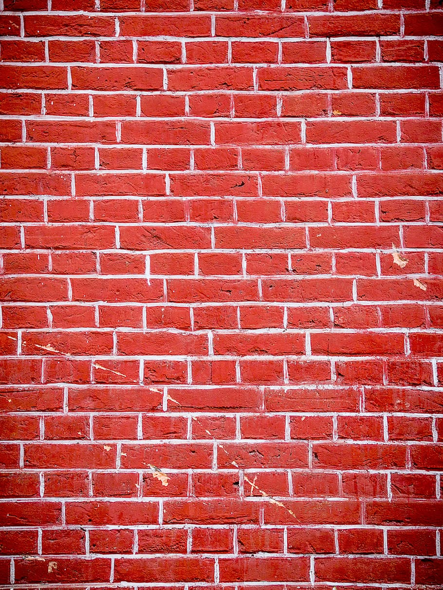 red, wall, bricks, holes, cracks, brick wall, full frame, backgrounds HD wallpaper