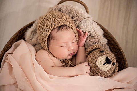 HD wallpaper: baby wearing pink knit bobble hat, newborn, girl, cute, blanket - Wallpaper Flare