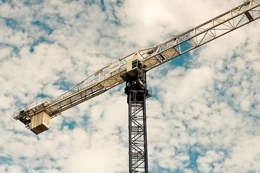 baukran, crane, build, site, sky, crane arm, construction work HD wallpaper