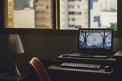 Black Laptop Computer Turned on Near Window at Daytime, blur HD wallpaper
