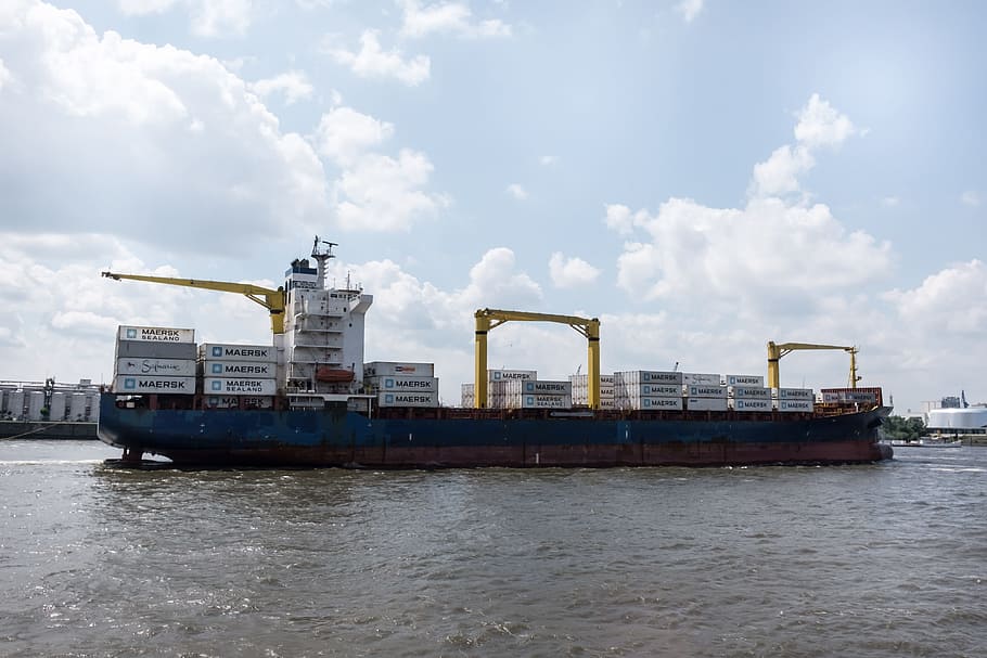 Container ship, boat, cargo, commercial, crane, dock, europe HD wallpaper