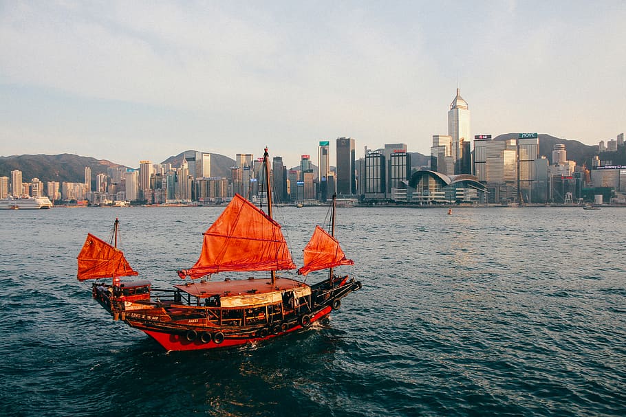 hong kong, architecture, building exterior, water, built structure HD wallpaper