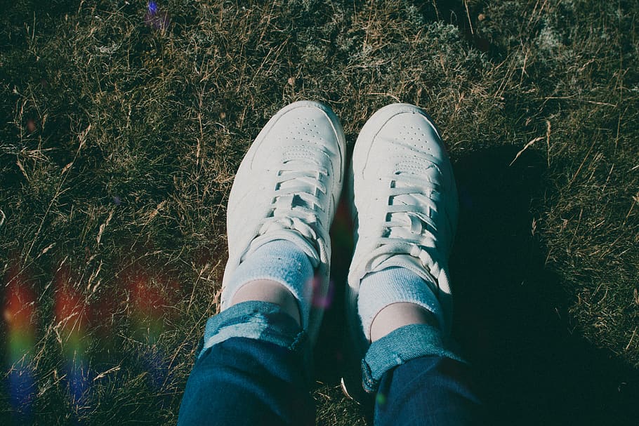 Close-Up Photo of Person Wearing White Shoes, 4k wallpaper, fashion