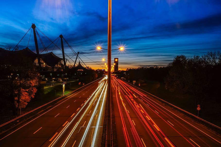 germany, münchen, olympiapark, transportation, illuminated HD wallpaper