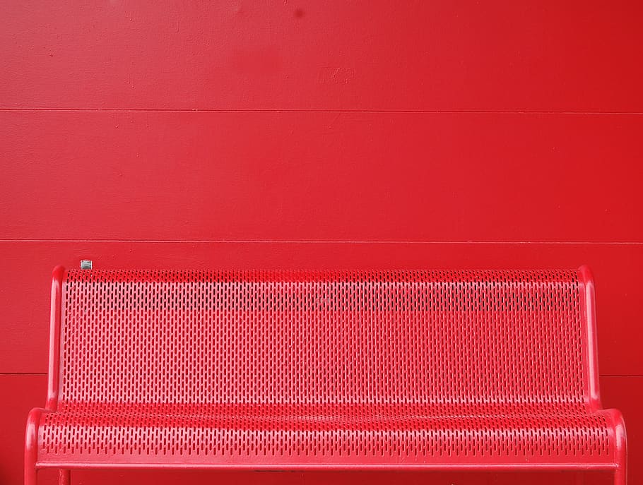 red metal bench, no people, backgrounds, textured, pattern, full frame HD wallpaper