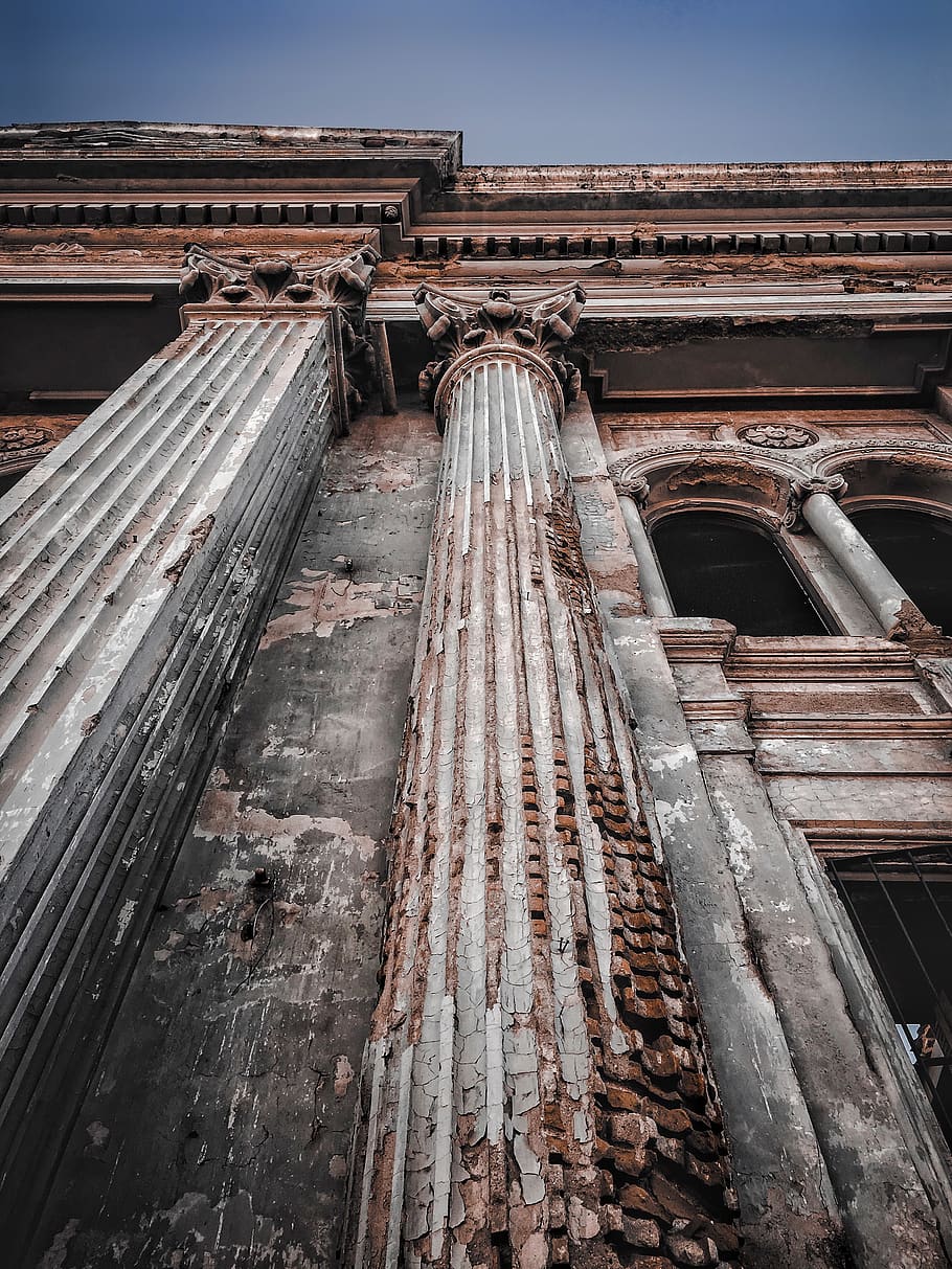 Low-angle View of Gray Concrete Building, ancient, architecture HD wallpaper