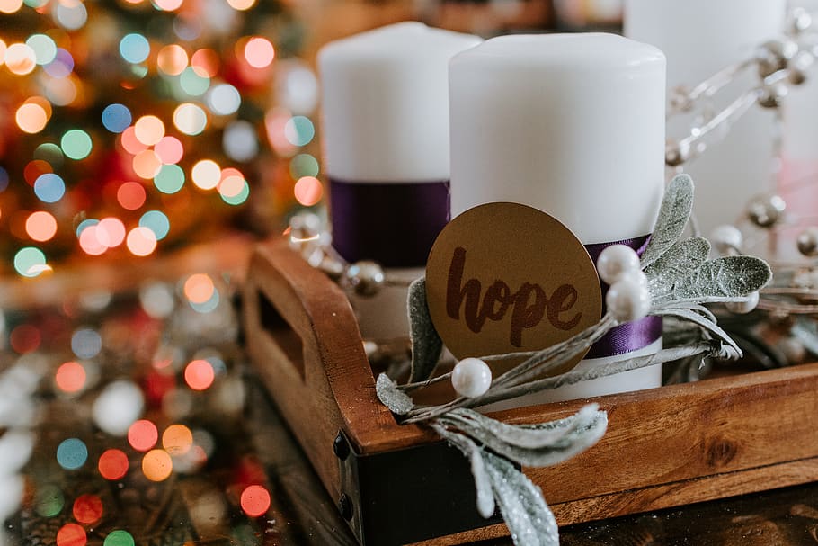 two white pillar candles, glass, food, dessert, cake, tree, wood HD wallpaper