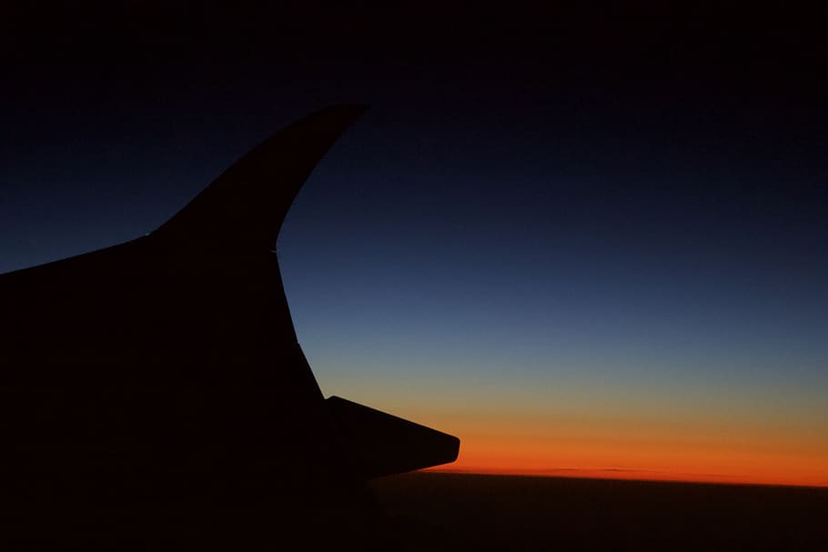 plane, sky, views, sunrise, beauty, nature, silhouette, sunset HD wallpaper