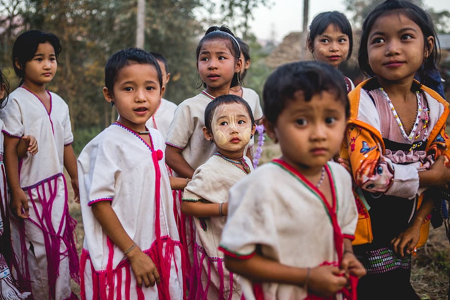 myanmar (burma), tambon mae la, kids, karen, children, tradition, HD wallpaper