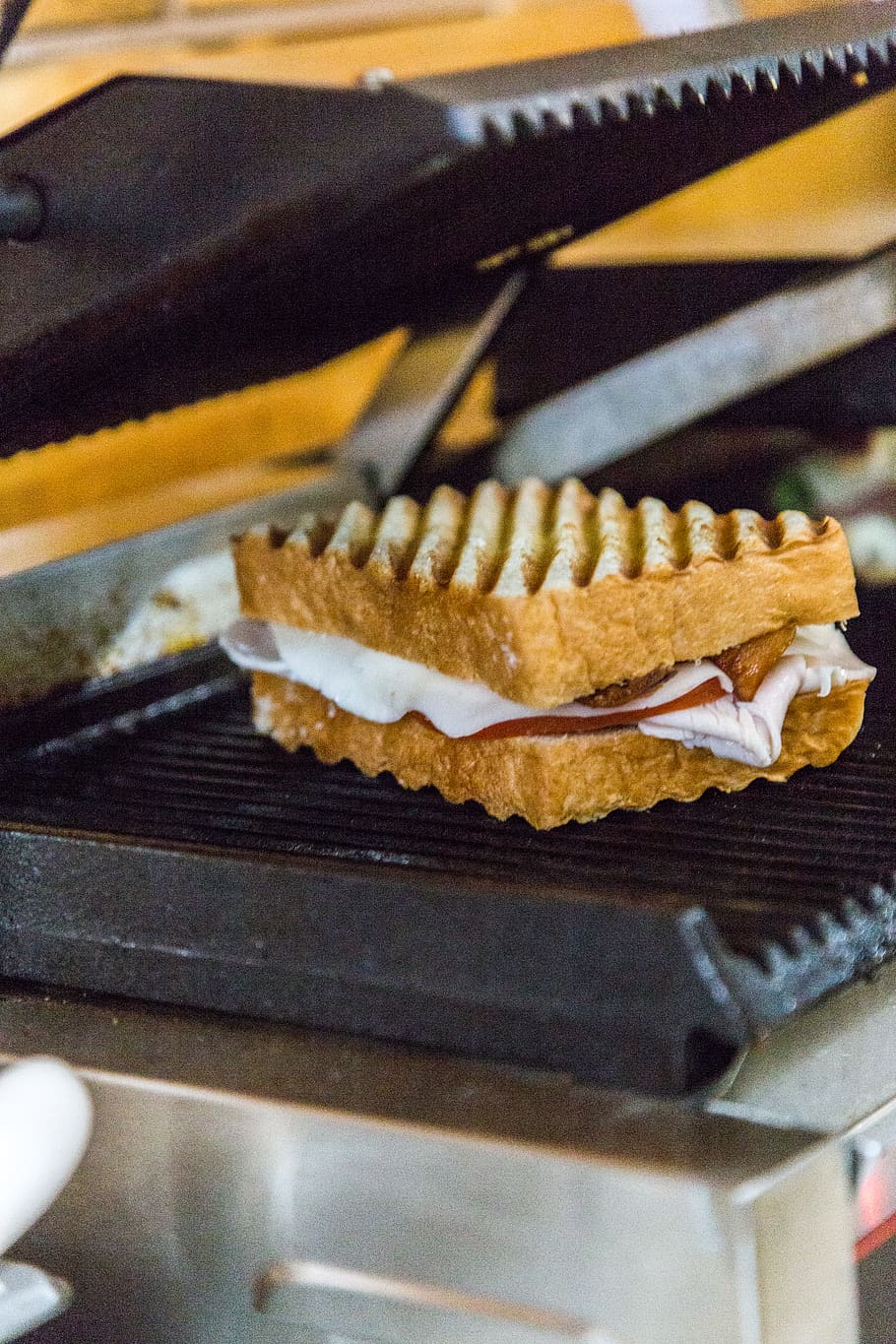 Sandwich on Electric Griddle, baking, cheese, close-up, cooking HD wallpaper