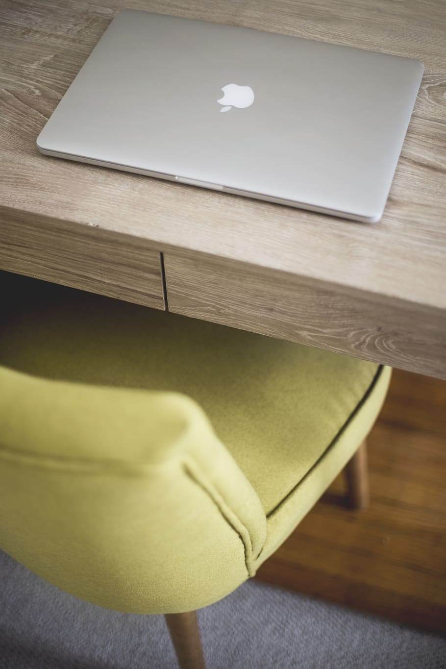 MacBook on table, indoors, human body part, wood - material, high angle view HD wallpaper