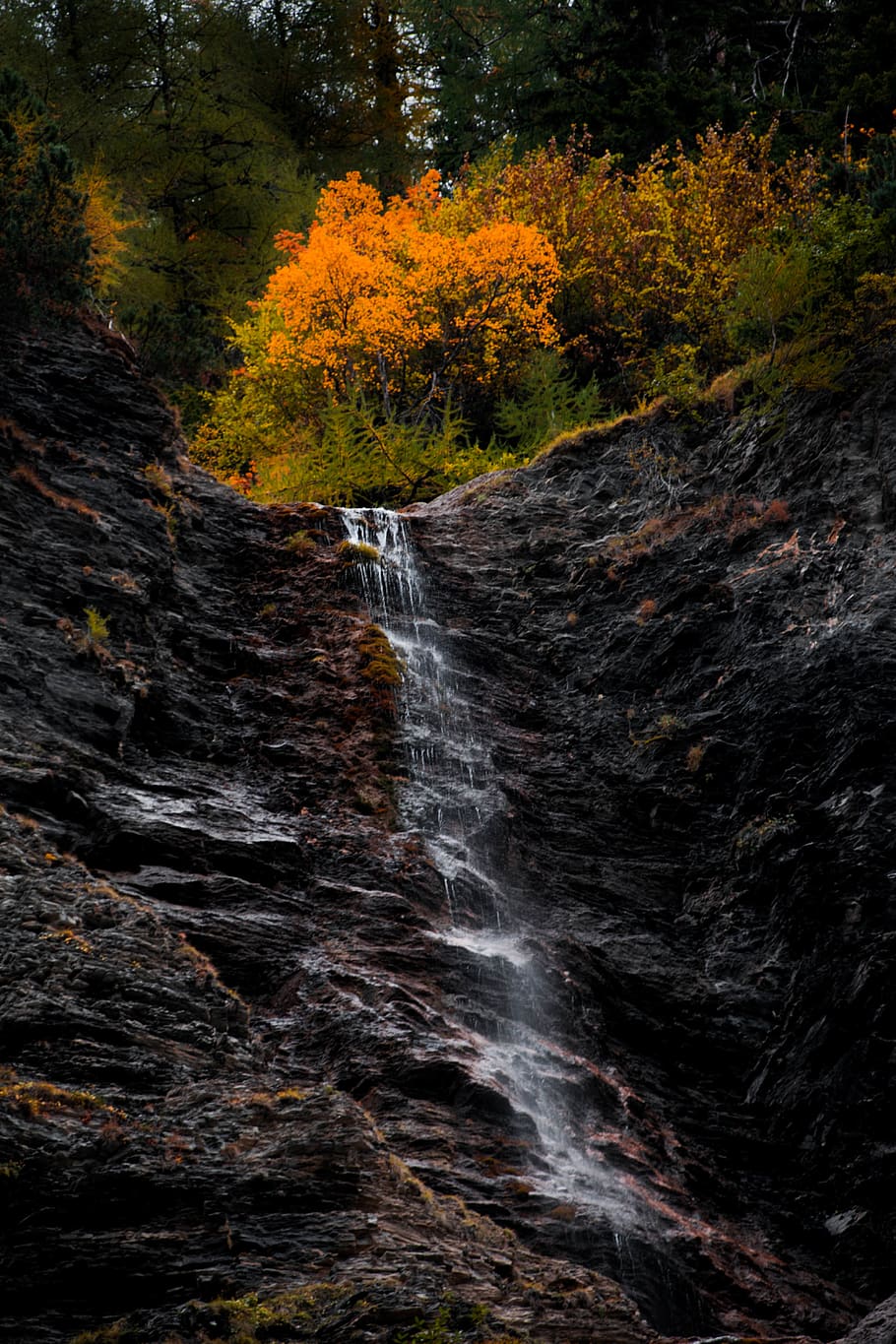 rock formation falls during daytime, outdoors, water, stream HD wallpaper