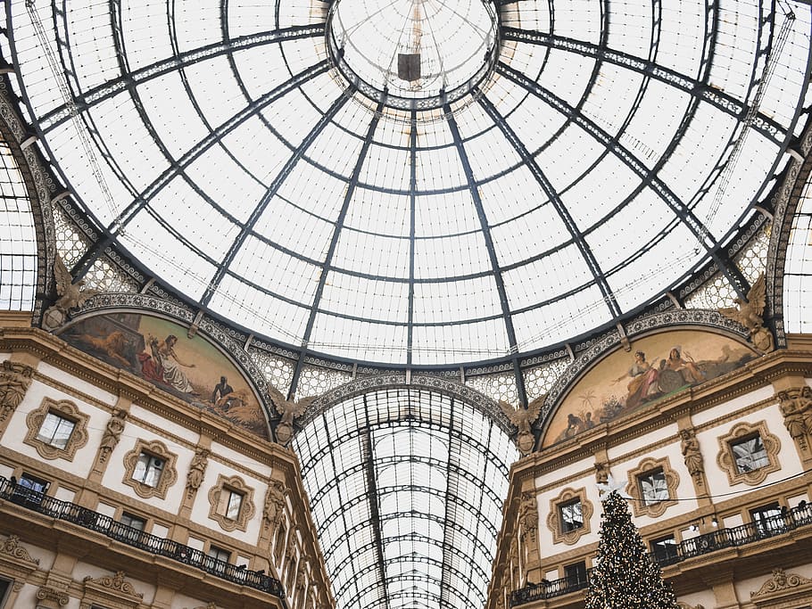 italy, metropolitan city of milan, dome, ceilings, classic, HD wallpaper