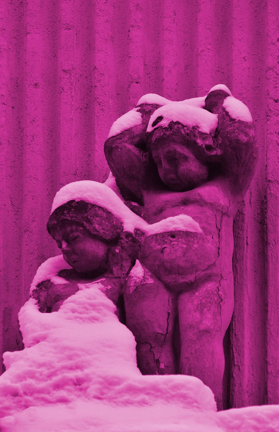 women, snow, sculpture, statue, pink, worry, protest, girls, HD wallpaper
