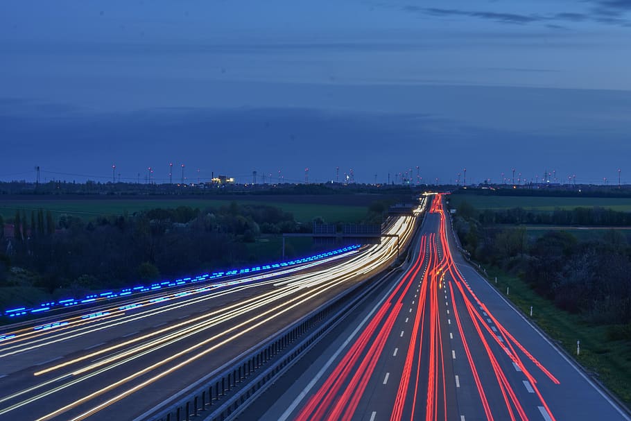 Timelapse Photography of Raod, asphalt, blur, clouds, dawn, expressway HD wallpaper