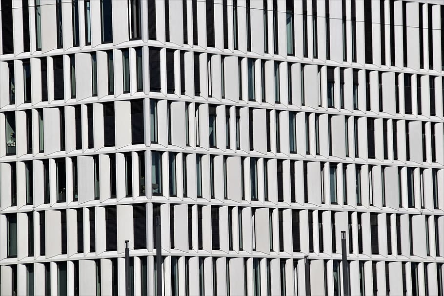 white concrete building view, office building, window, germany HD wallpaper