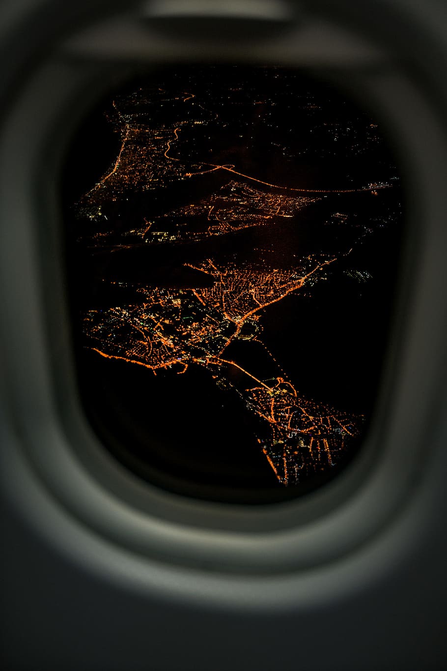 lighted city airplane view, citylight, night, unsplash, shot