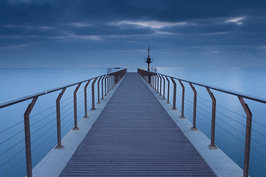 bridge, ghost bridge, mystery bridge, sky, railing, direction HD wallpaper