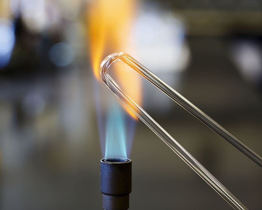 Bending of a glass rod for an experiment in a chemistry teaching laboratory