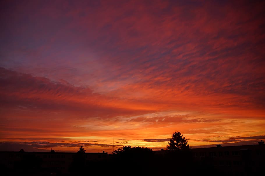 west, the sun, sky, twilight, clouds, red, landscape, sunrise HD wallpaper