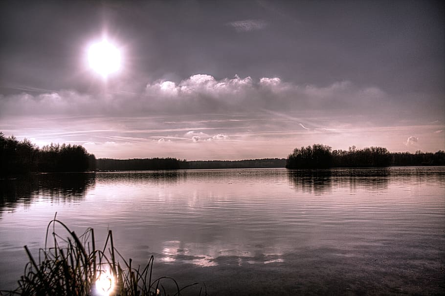 heidesee, germany, bottrop, lake, cold, winter, sky, water HD wallpaper
