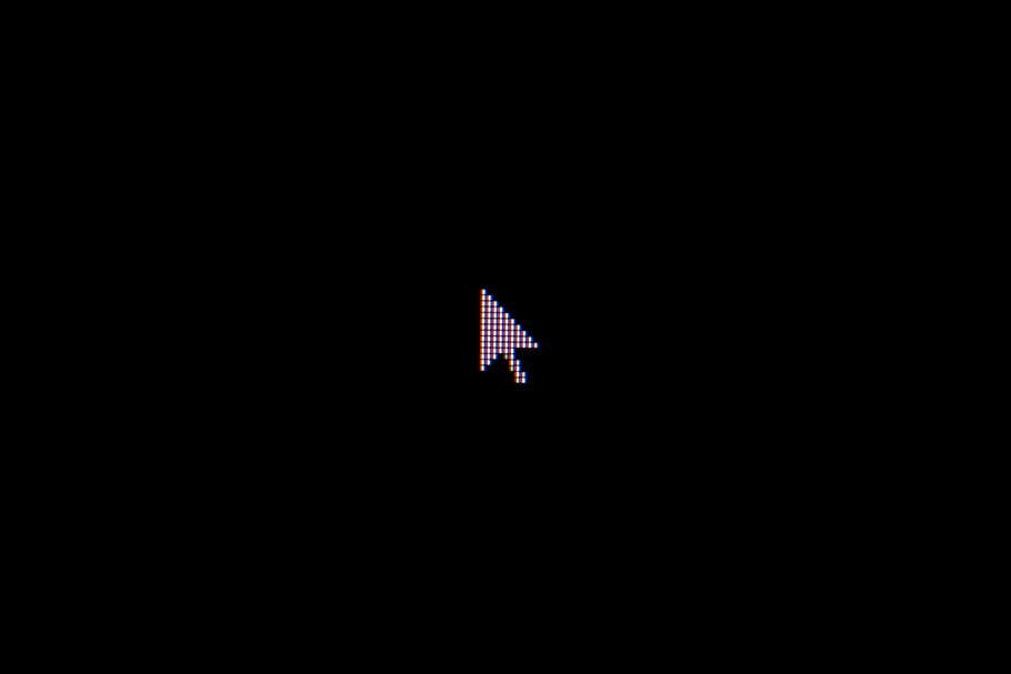 cursor on black background, arrow, symbol, screen, light, triangle, HD wallpaper