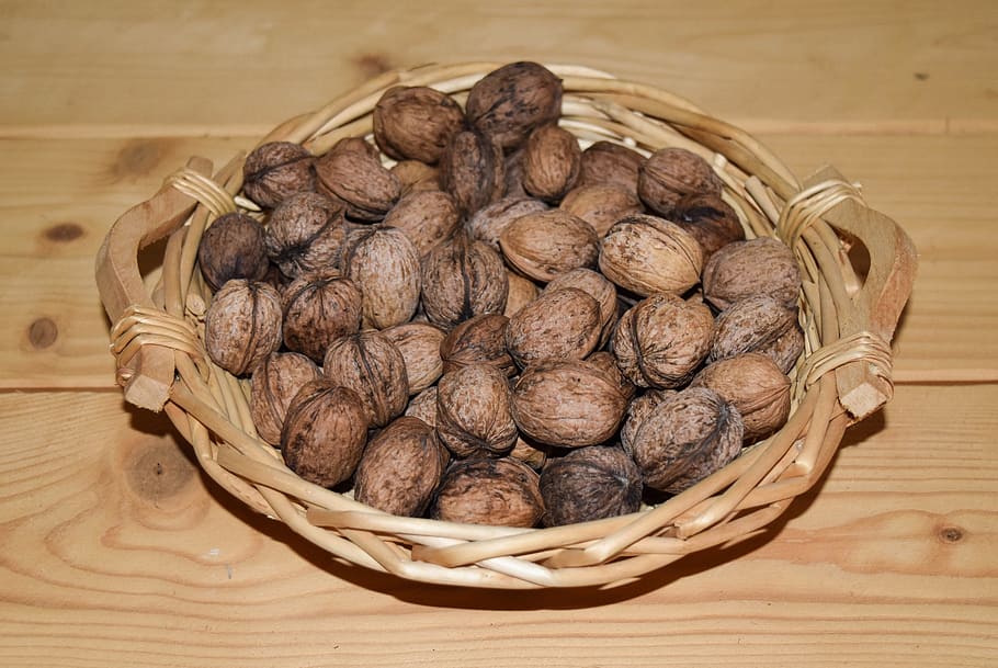 walnut, walnuts, food, brown, shell, an ingredient, basket HD wallpaper