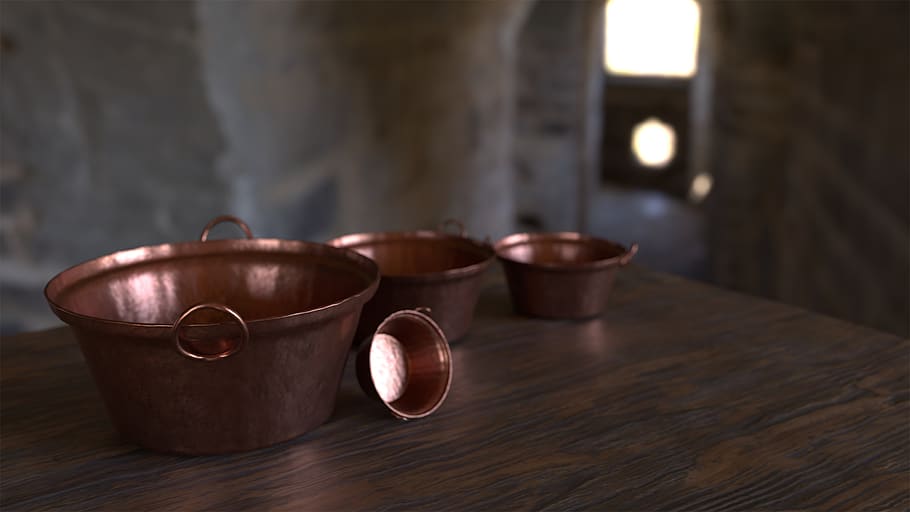 scoop, wood, 3d, render, bronze, wood - material, indoors, table HD wallpaper