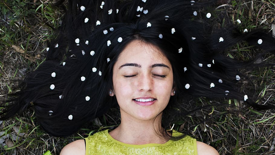 human, face, person, apparel, clothing, girl, texture, hair HD wallpaper