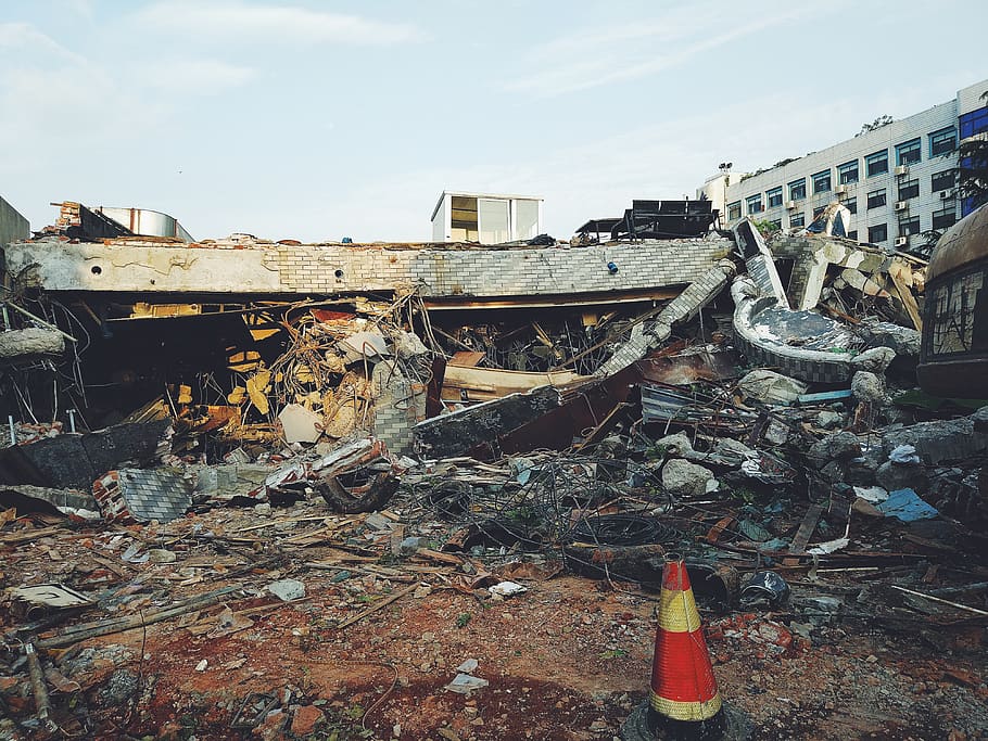building, ruins, broken, remove, nightfall, architecture, sky HD wallpaper