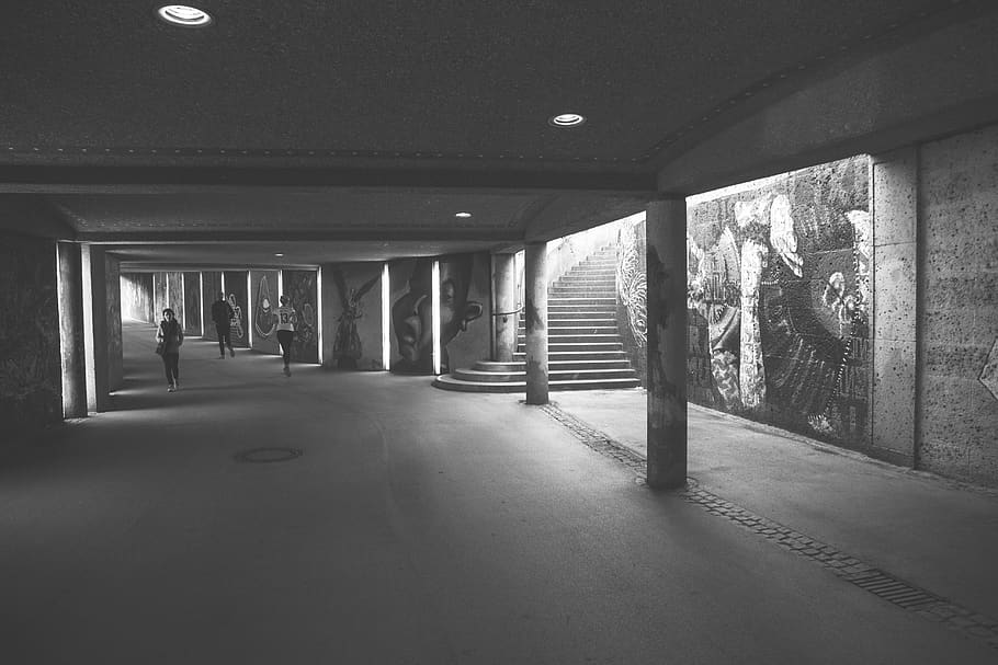 germany, munich, grafitty, paints, tunnel, vintage, stairs HD wallpaper