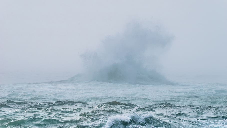 sea, ocean, water, waves, nature, fog, beauty in nature, no people HD wallpaper