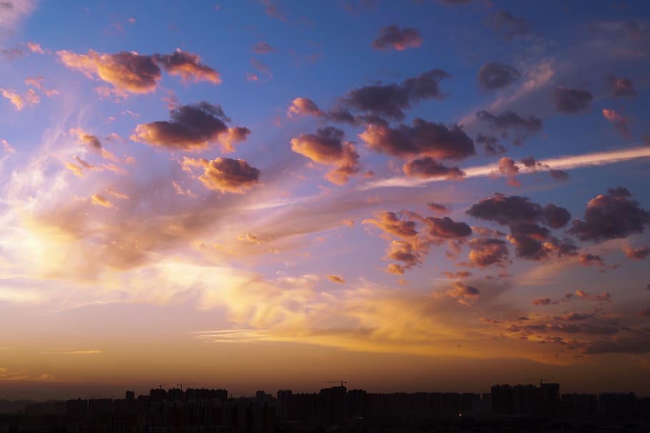 石家庄, sky, cloud - sky, building exterior, sunset, built structure, HD wallpaper