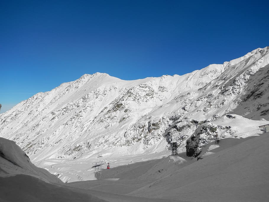 snow covered mountain during daytime, bâlea lac, romania, comuna cârțișoara HD wallpaper