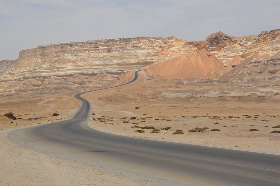 landscape, sun, hot, oman, mountains, sky, nature, road, scenics - nature HD wallpaper