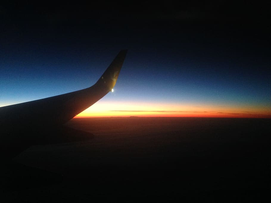 plane, sunset, sky, nature, cloud, air vehicle, airplane, aircraft wing HD wallpaper