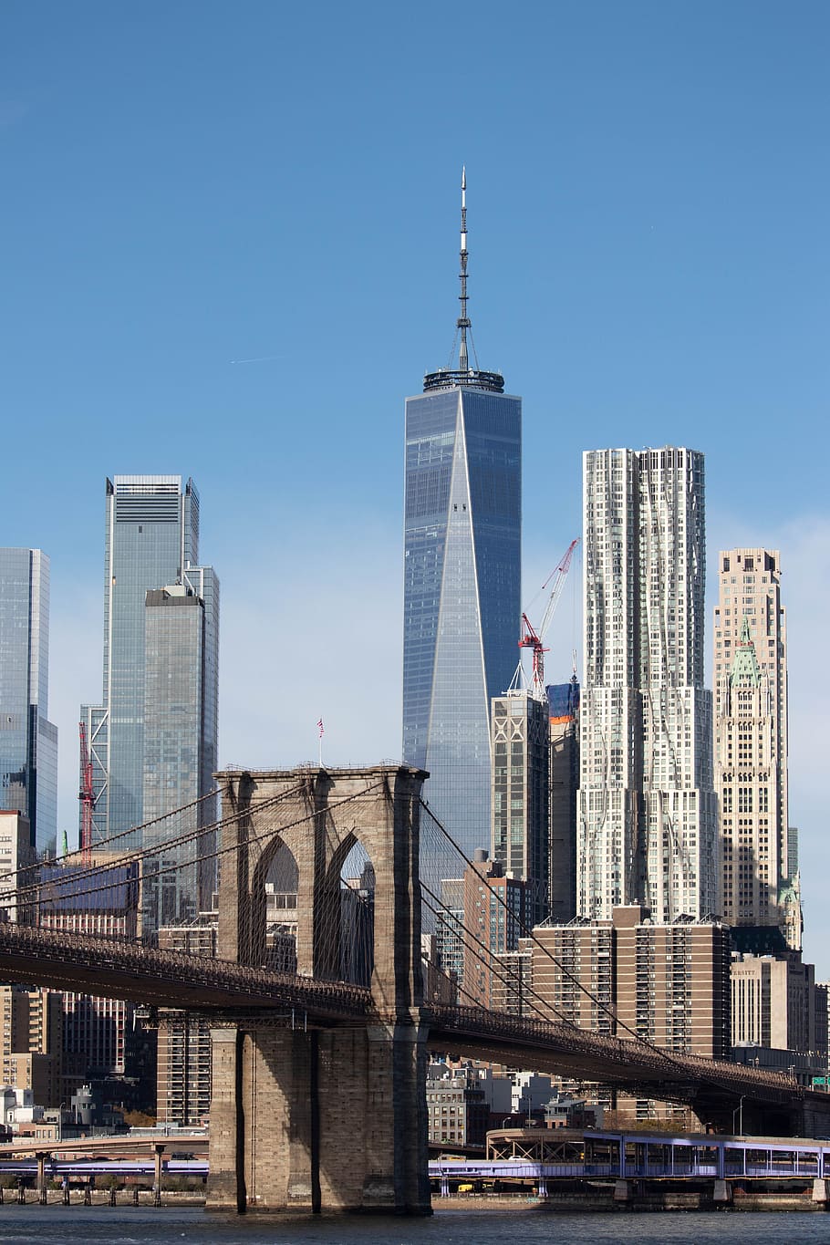 buildings, skyscraper, bridge, architecture, skyline, tourism HD wallpaper