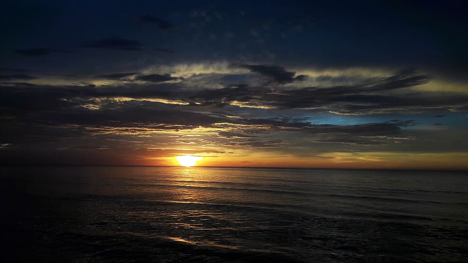 sunset, glow, beach, sky, cloud, kota kinabalu, landscape, sea, HD wallpaper