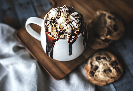 Chocolate Marshmallow Frappe Served in Mug, beverage, biscuit HD wallpaper