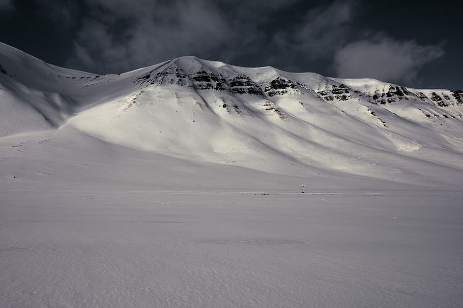 mountain, highland, cloud, sky, landscape, nature, valley, snow HD wallpaper