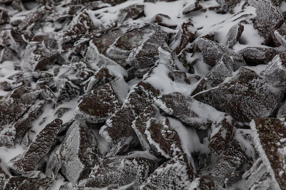 texture, winter, patrick hendry, rocks, background, snow, full frame, HD wallpaper