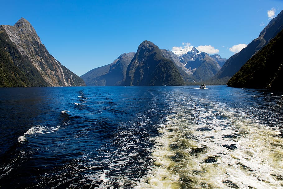 new zealand, milford sound, mountain, scenics - nature, water, HD wallpaper